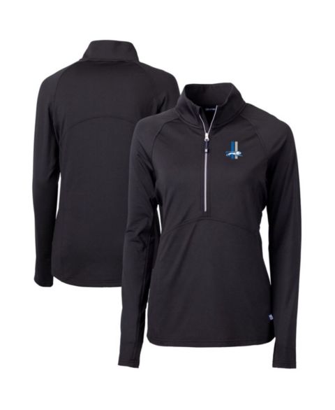 Женский свитер Cutter & Buck Black Detroit Lions Throwback Logo Adapt Knit Stretch Half-Zip Pullover Top