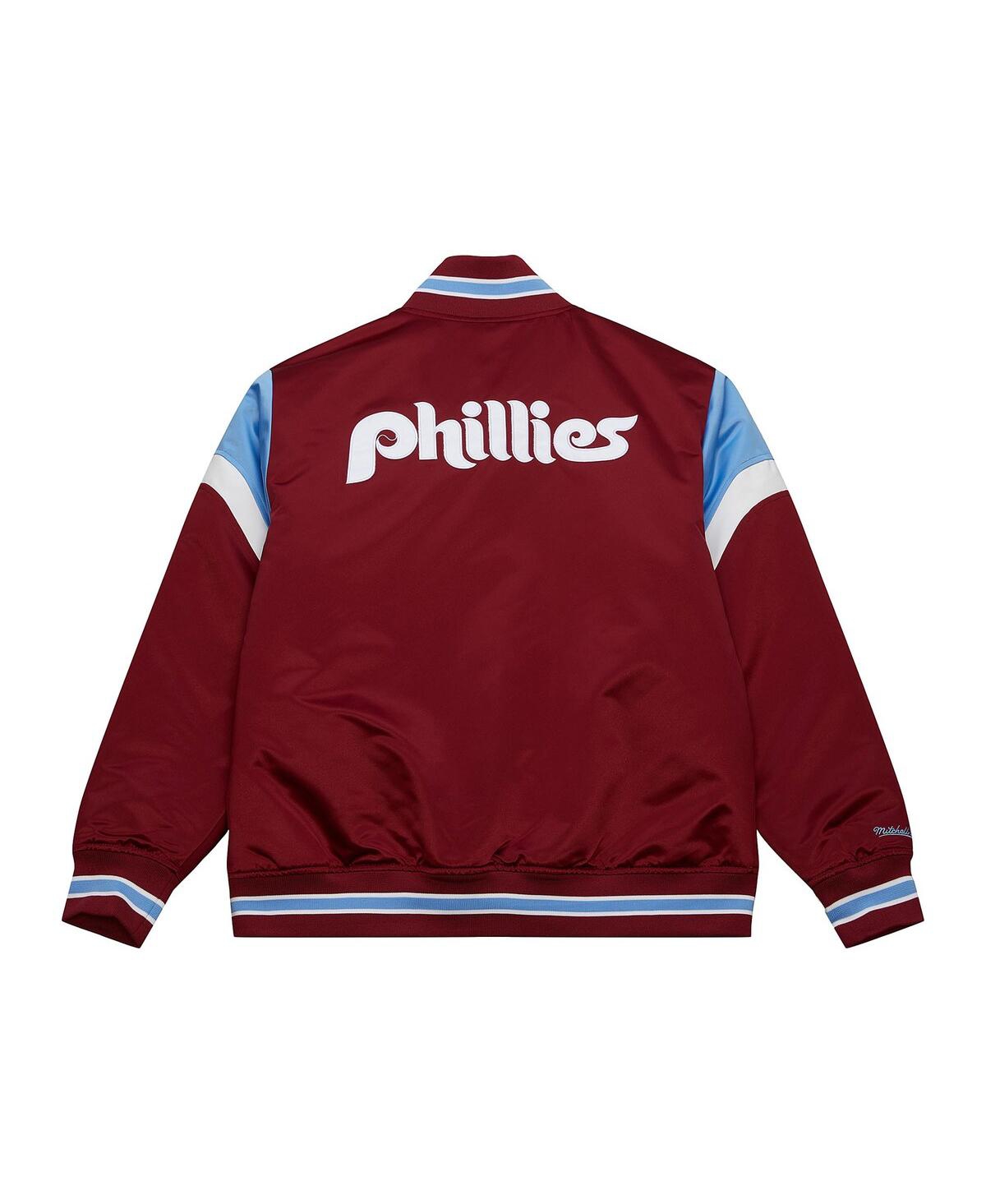 Mitchell & Ness Men's Burgundy Philadelphia Phillies Heavyweight Button Front Satin Full-snap Jacket In Burgundy