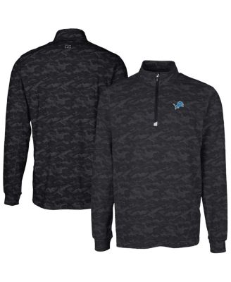 Cutter & Buck - Men's Cutter Buck Black Detroit Lions Big Tall Traverse Eco Camo Tri-Blend DryTec Quarter-Zip Jacket