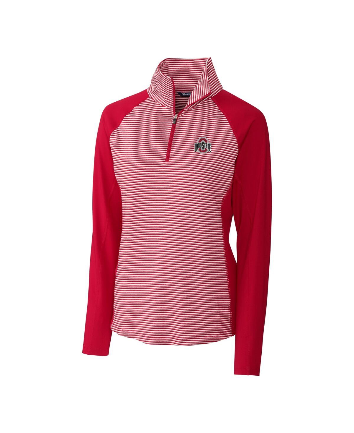 CUTTER & BUCK WOMEN'S SCARLET OHIO STATE BUCKEYES FORGE TONAL HALF-ZIP PULLOVER JACKET 
