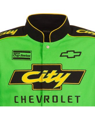 Men's Black/Green NASCAR City Chevrolet Legend Full-Snap Twill Uniform Jacket