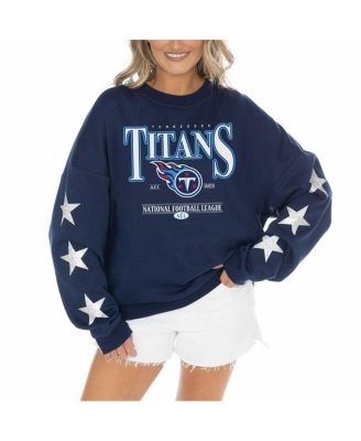 Gameday Couture - Women's  Navy Tennessee Titans Rhinestone Star Sleeve Settle the Score Tri-Blend Pullover