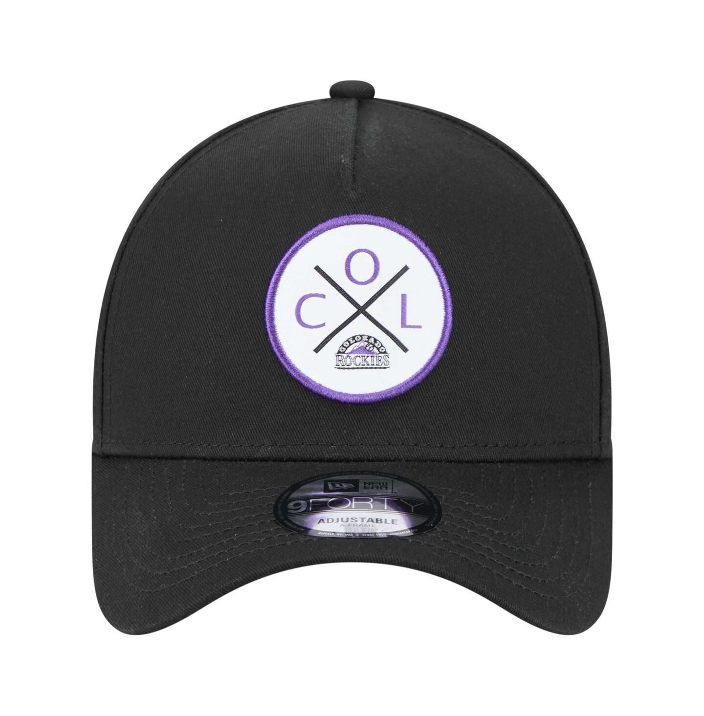 Мужская кепка New Era Black Colorado Rockies 9FORTY A-Frame Adjustable Hat — фото 5