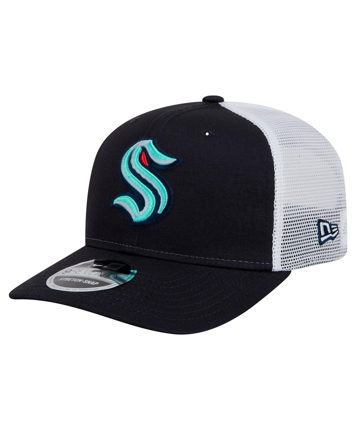 NEW ERA MEN'S NAVY/WHITE SEATTLE KRAKEN CORE TRUCKER 9SEVENTY STRETCH-SNAP HAT 