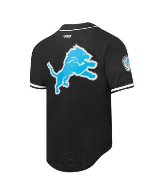 Men's Amon-Ra St. Brown Black Detroit Lions Player Name Number Mesh Button-Up Baseball Shirt