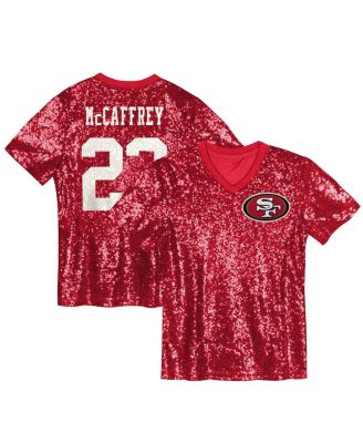 Outerstuff - Women's Christian McCaffrey Scarlet San Francisco 49ers Player Name Number V-Neck Fashion Jersey