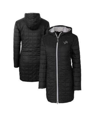Cutter & Buck - Women's Cutter Buck Black Detroit Lions Rainier PrimaLoft&reg; Eco Insulated Full-Zip Hoodie Long Coat
