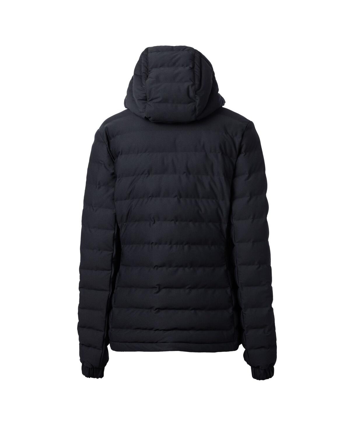 CUTTER & BUCK WOMEN'S BLACK BUFFALO BILLS MISSION RIDGE ECO INSULATED FULL-ZIP HOODIE PUFFER JACKET 