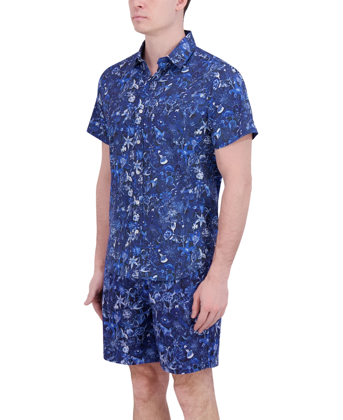 Robert Graham Men's Drew Floral Print Drawstring 7" Swim Trunks In Garden Blue