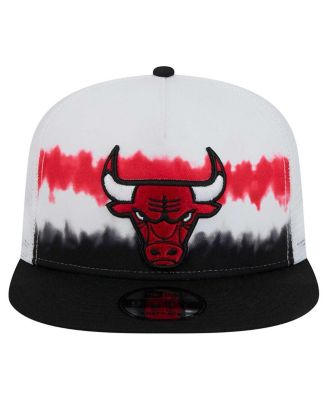 Men's White/Black Chicago Bulls Dip-Dye 9FIFTY A-Frame Trucker Snapback Hat