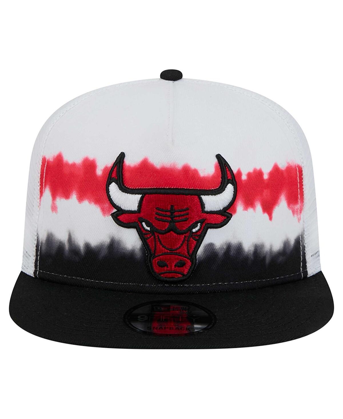 New Era Men's White/black Chicago Bulls Dip-dye 9fifty A-frame Trucker Snapback Hat In White,black