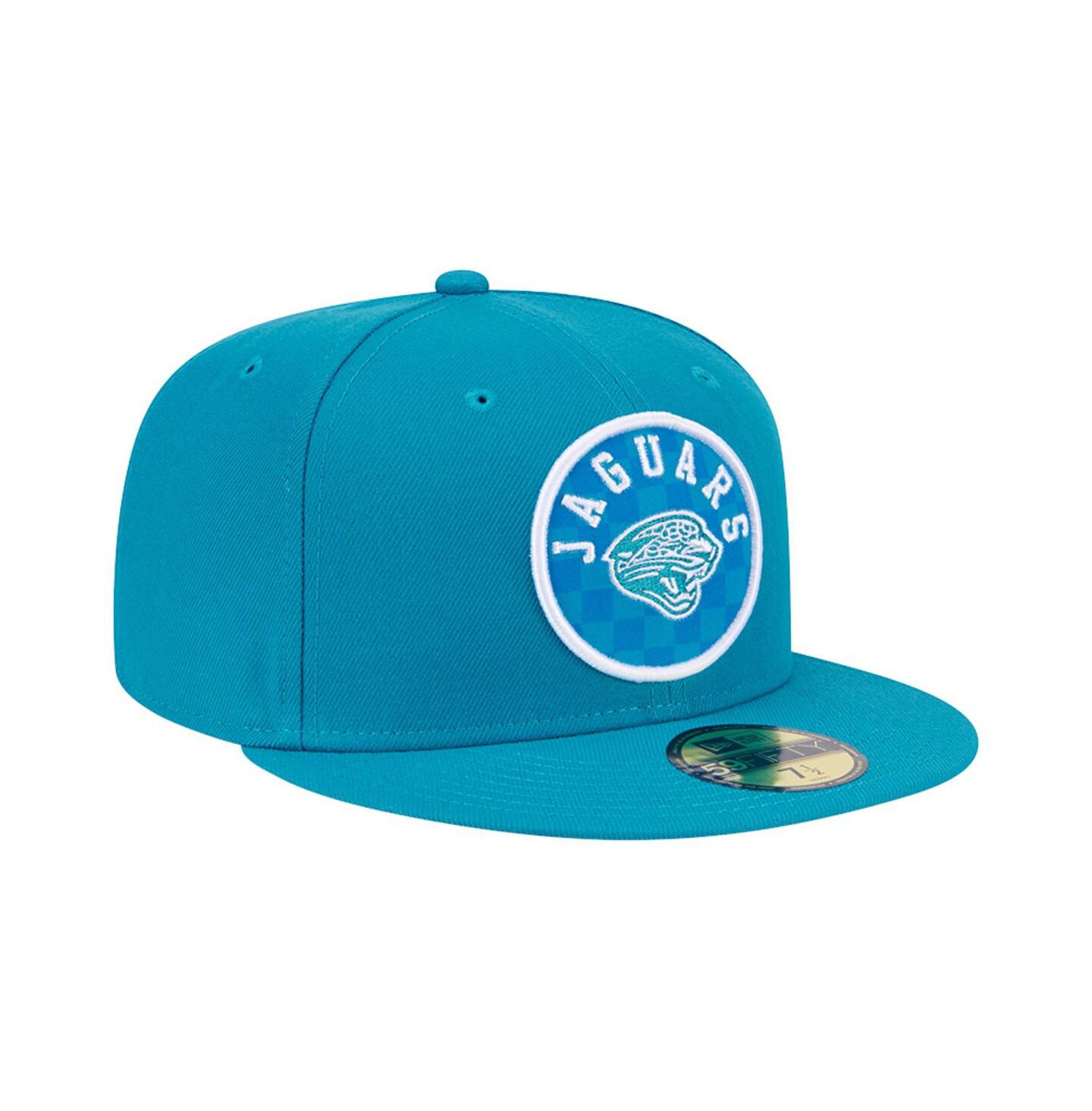 Мужская кепка New Era Teal Jacksonville Jaguars Checkered 59FIFTY Fitted Hat — фото 2