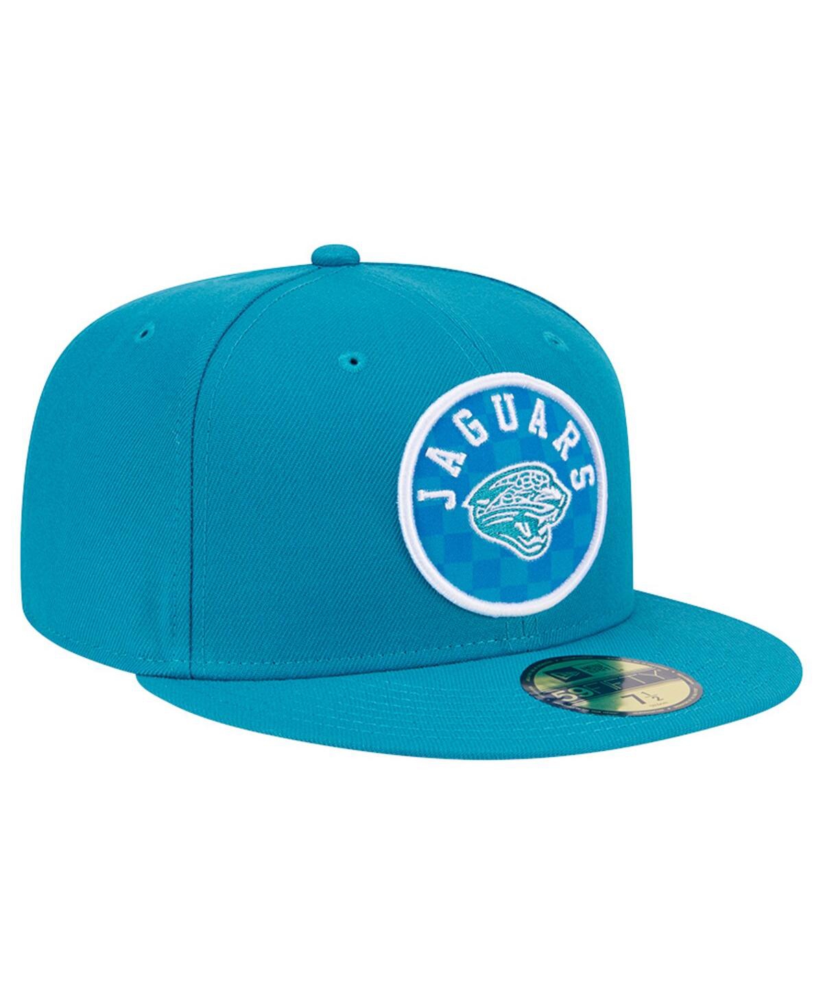 Shop New Era Men's Teal Jacksonville Jaguars Checkered 59fifty Fitted Hat