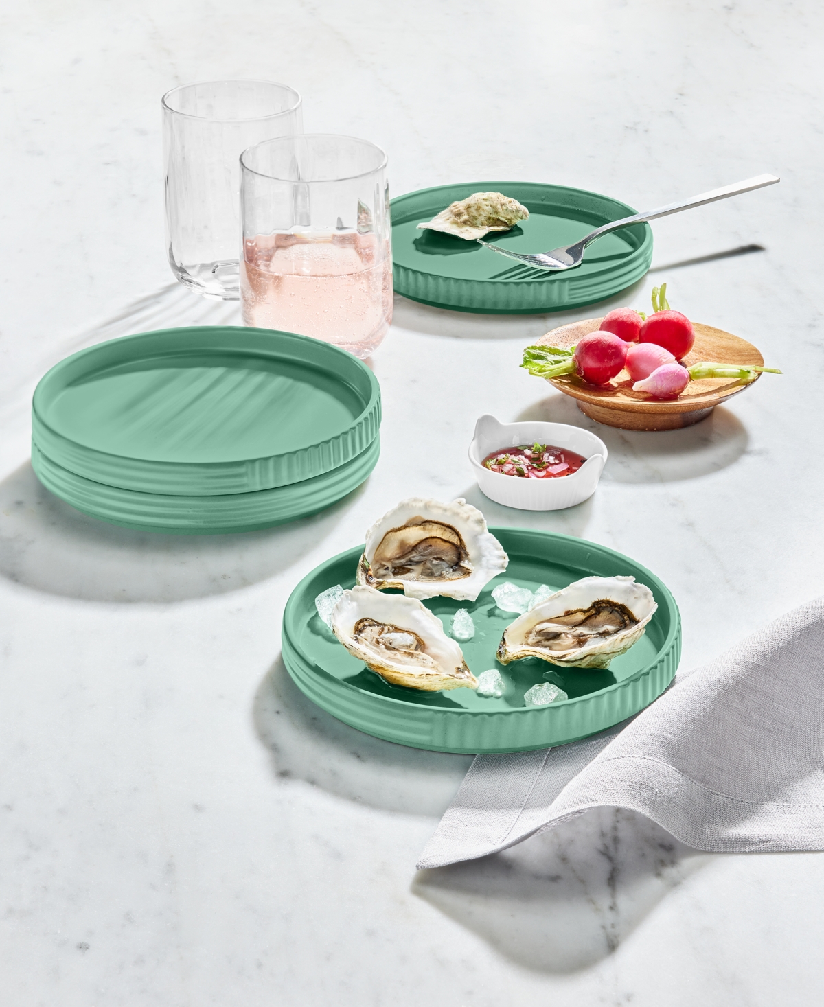 The Cellar Aaden Textured Appetizer Plates, Set Of 4, Exclusively At Macy's In Green