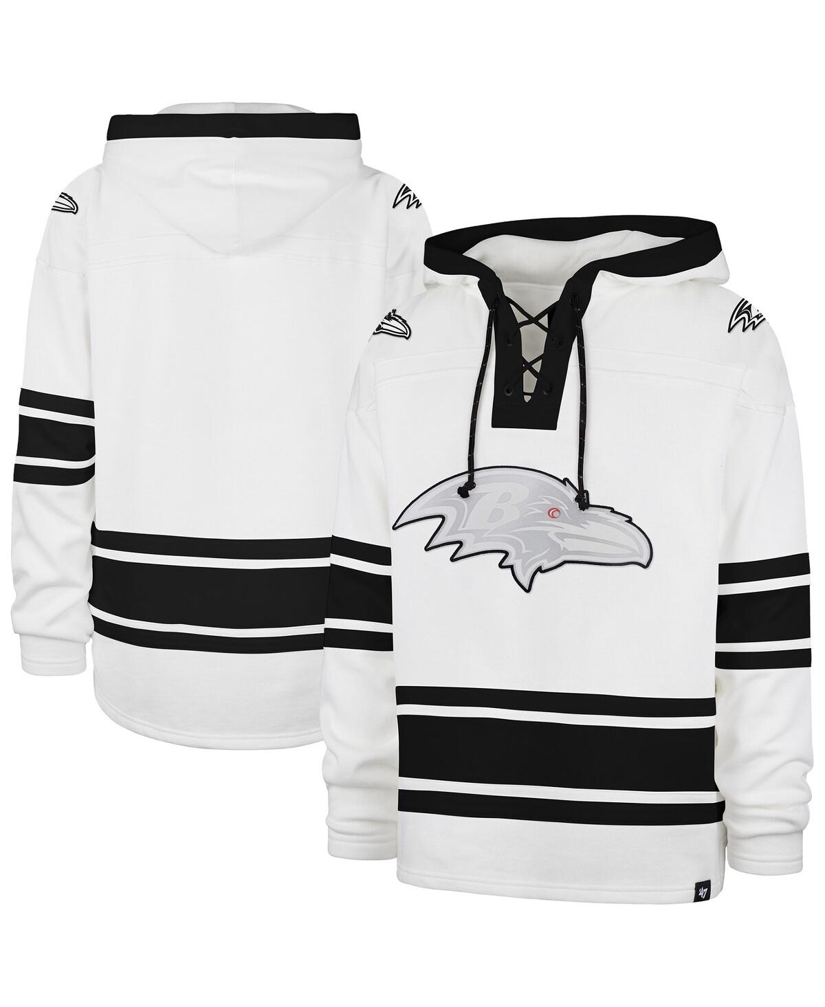 47 Brand Men's White Baltimore Ravens After Image Superior Lacer Pullover Hoodie In White