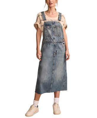 Lucky Brand - Women's Cotton Raw-Hem Denim Overalls Dress
