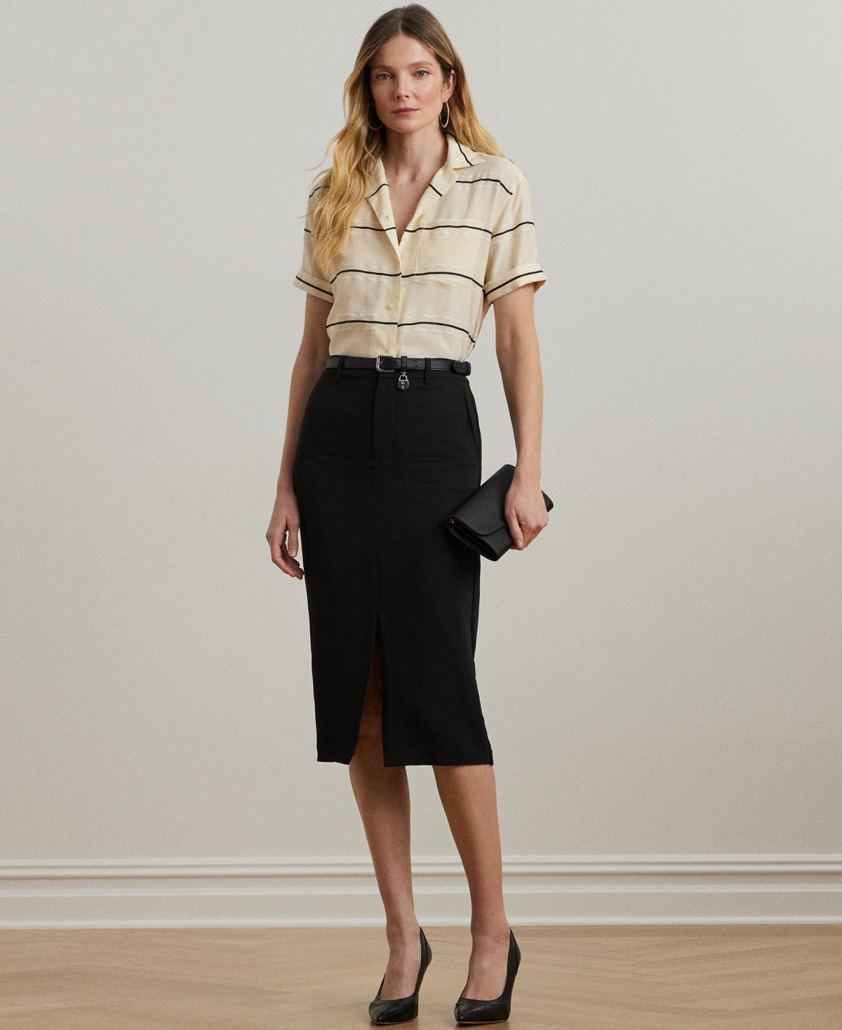 Women's Stretch Cady Pencil Skirt, Regular & Petite - Black