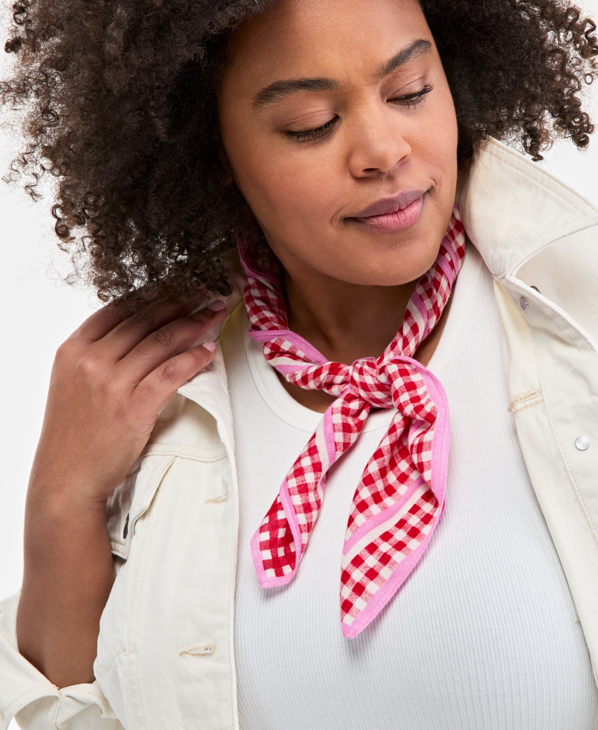 ON 34TH GINGHAM SQUARE BANDANA SCARF, EXCLUSIVELY AT MACY'S 