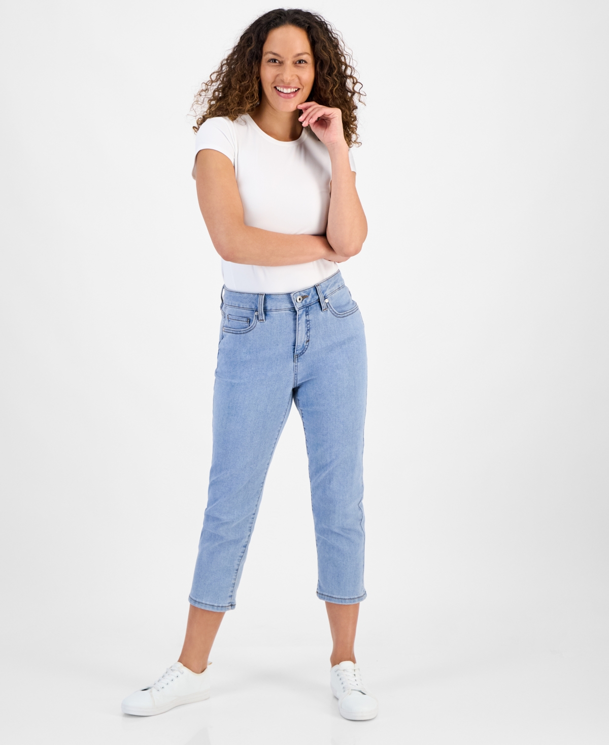 Petite High-Rise Cropped Straight-Leg Jeans, Exclusively at Macy's - Bright White