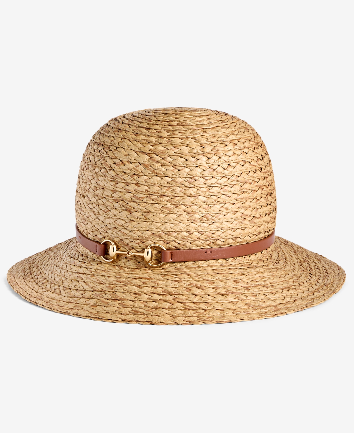 Giani Bernini Two-tone Horsebit Straw Cloche Hat, Exclusively At Macy's In Brown
