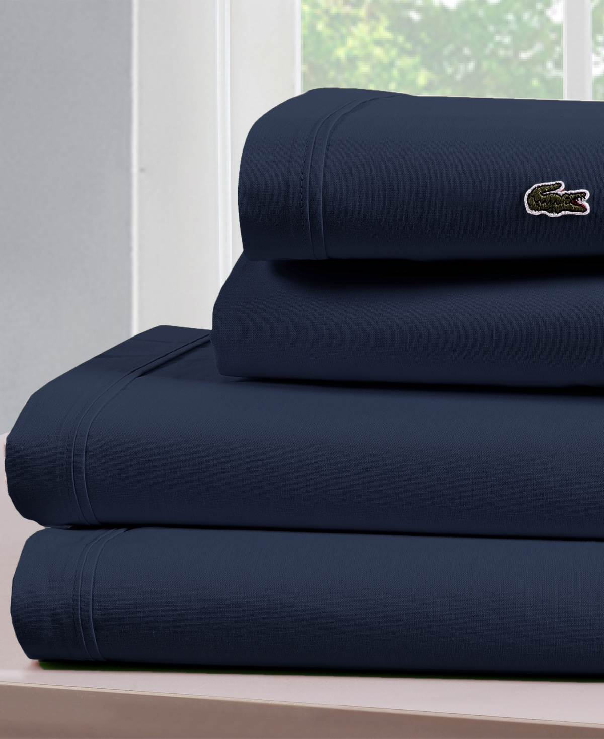 Lacoste Home Solid Cotton Percale Sheet Set, Twin