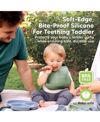 3-Pack Prep Baby Spoons, Silicone Baby Utensils for Self Feeding 6-24 Months, All Stages Baby Feeding Set, BLW Toddler Spoons