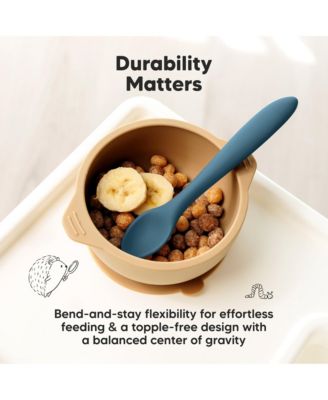 3-Pack Prep Baby Spoons, Silicone Baby Utensils for Self Feeding 6-24 Months, All Stages Baby Feeding Set, BLW Toddler Spoons