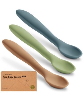 3-Pack Prep Baby Spoons, Silicone Baby Utensils for Self Feeding 6-24 Months, All Stages Baby Feeding Set, BLW Toddler Spoons