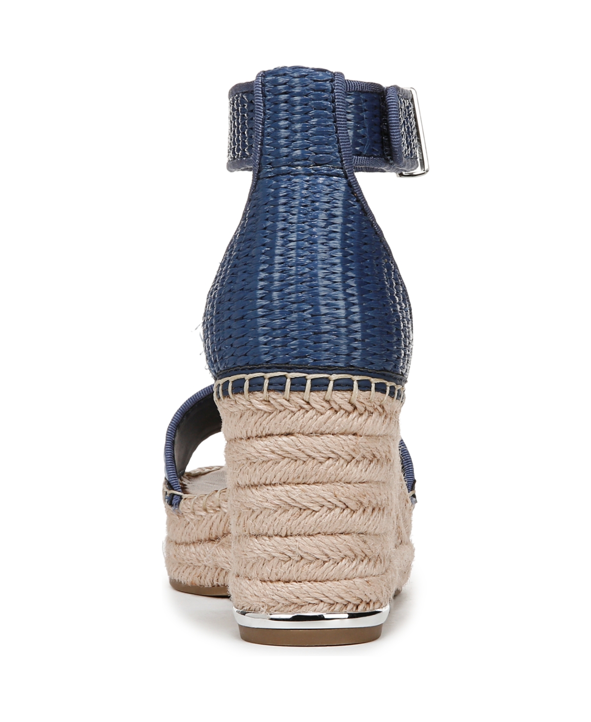 Franco Sarto Clemens Ankle Strap Wedge Sandal In Denim Blue Raffia