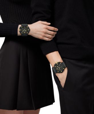 Men's Swiss Chronograph Real Active Black TPU Strap Watch 45mm