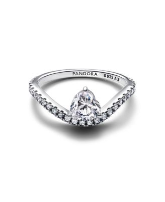 Sterling Silver Wavy Pave Heart Ring