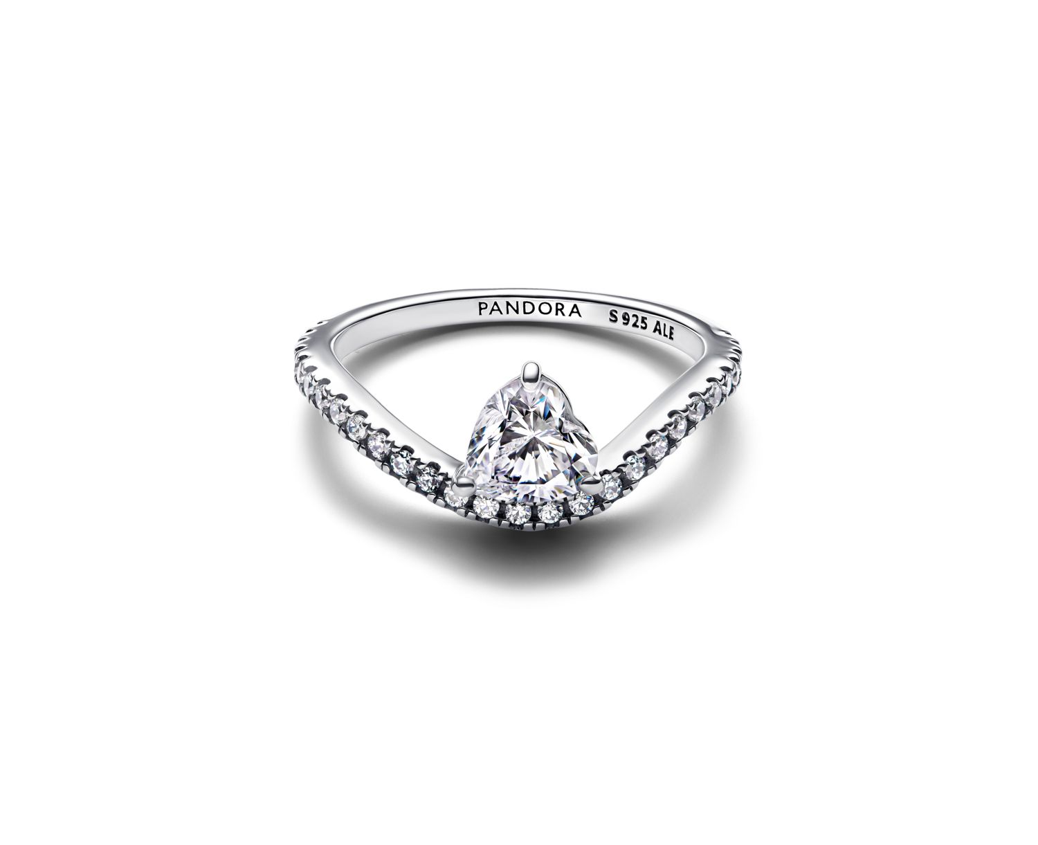 Sterling Silver Wavy Pave Heart Ring