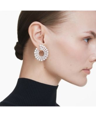 Matrix Rhodium Plated Round Cuts Hoop Earrings