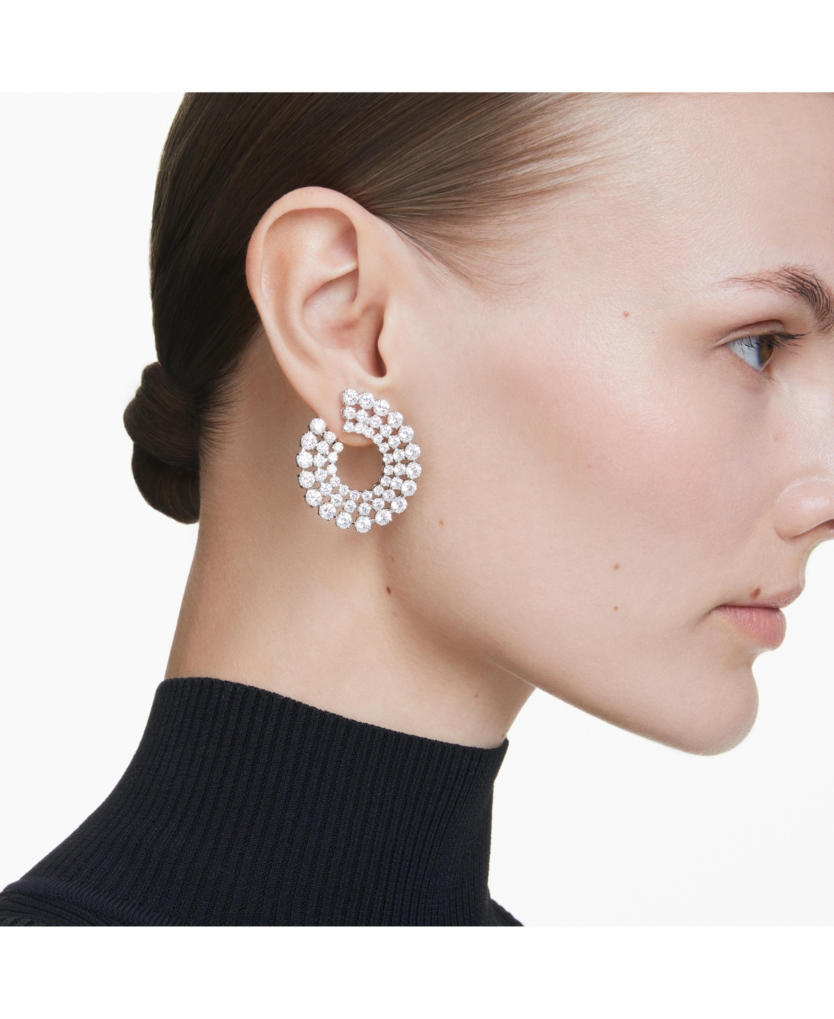 Swarovski Matrix Crystal Frontal Hoop Earrings In White