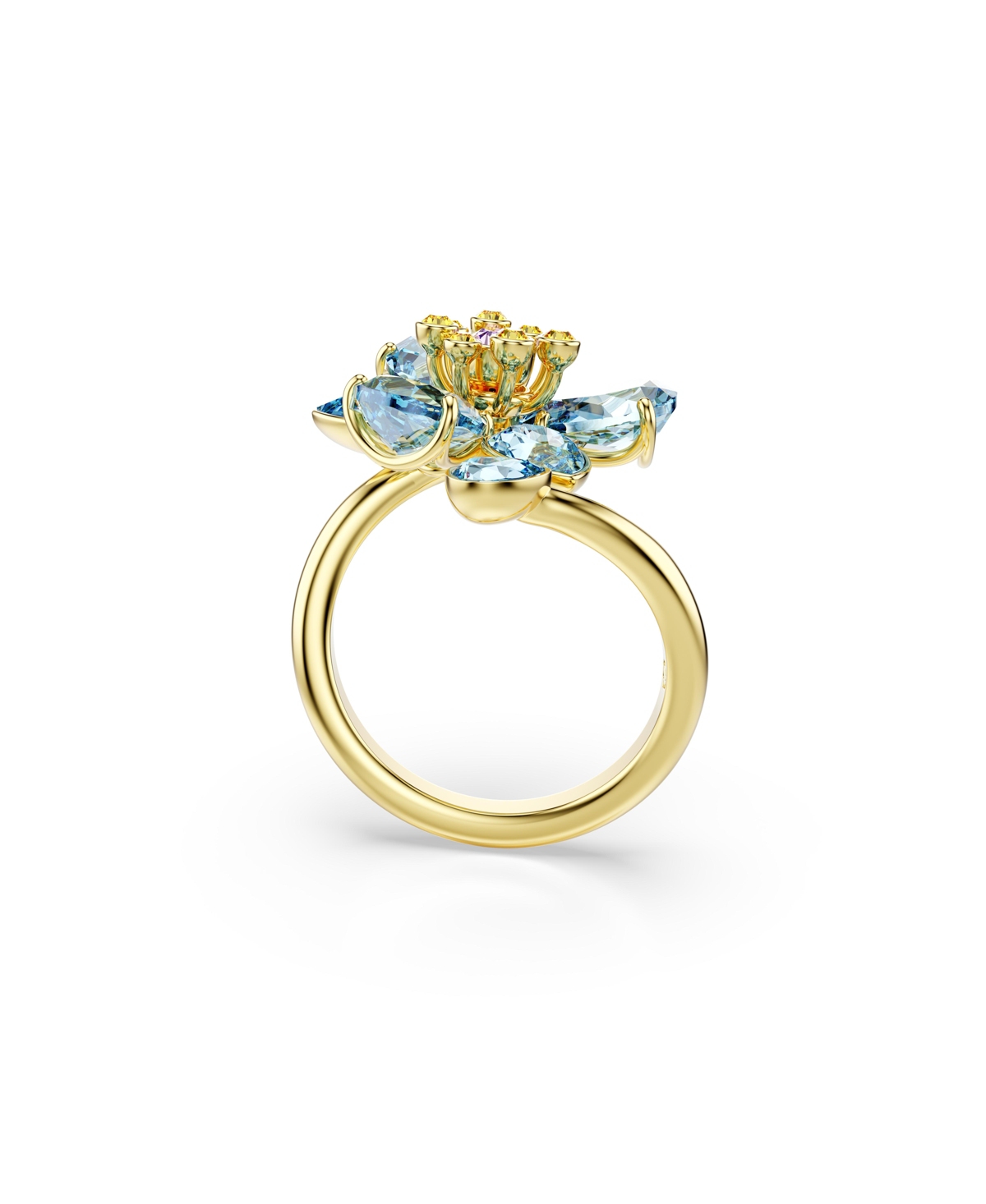 Shop Swarovski Idyllia Gold-tone Plated Blue Open Ring
