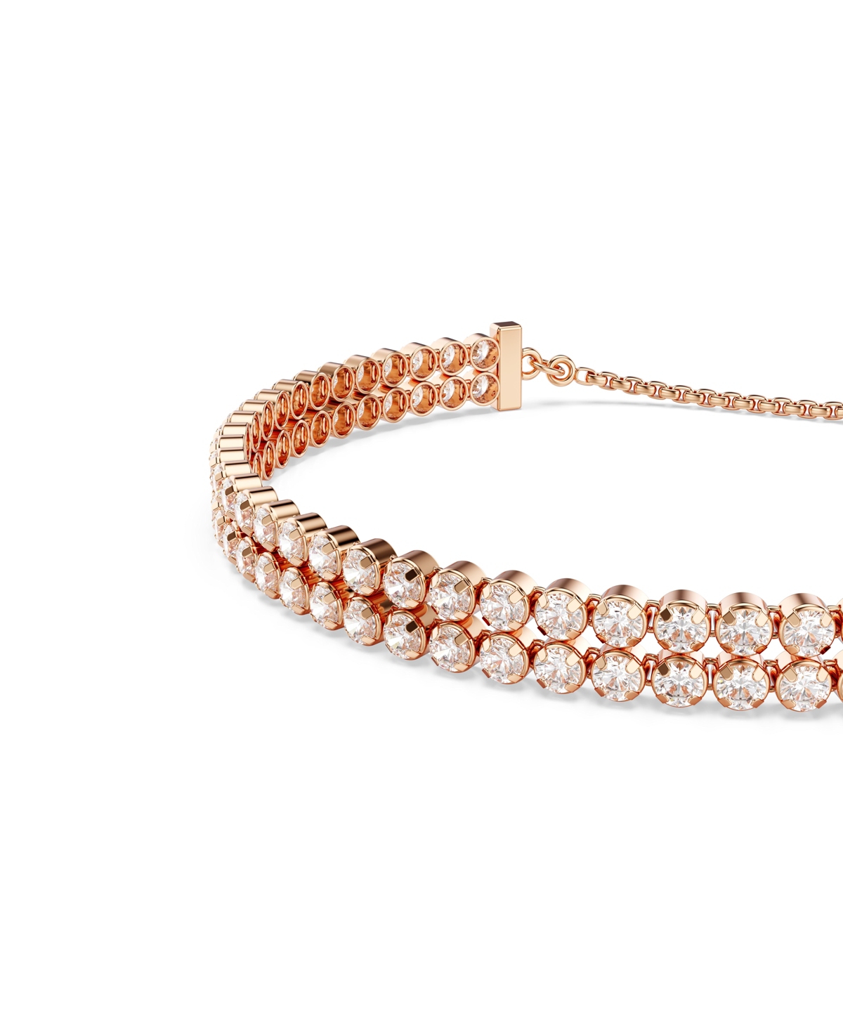 Swarovski Matrix Round Cut White Rose Gold-tone Plated Tennis Bracelet In Rose Gold
