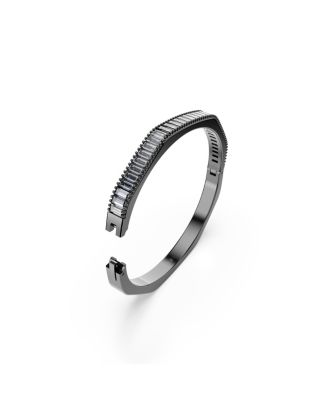 Matrix Baguette Cut Blue Ruthenium Plated Bangle Bracelet