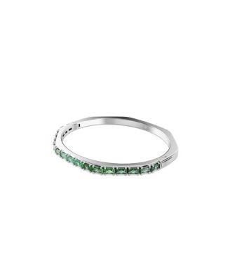 Matrix Baguette Cut Green Rhodium Plated Bangle Bracelet