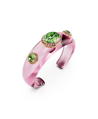 Dulcis Mixed Cuts Multicolored Gold-Tone Plated Cuff Bracelet