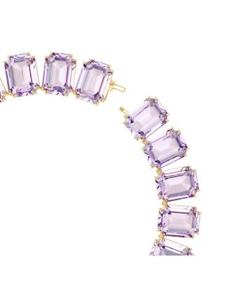 Millenia Octagon Cut Purple Gold-Tone Plated Tennis Necklace
