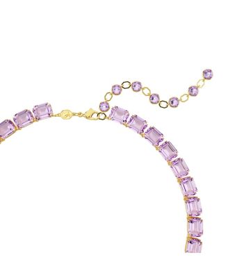Millenia Octagon Cut Purple Gold-Tone Plated Tennis Necklace