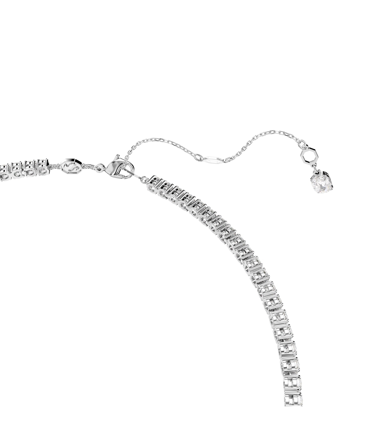 SWAROVSKI MATRIX ROUND CUT WHITE RHODIUM PLATED Y NECKLACE 