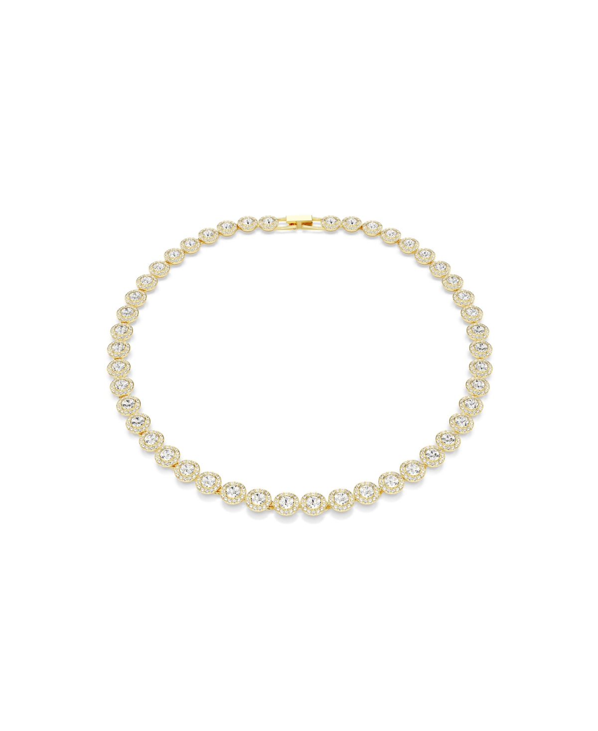 Swarovski Una Angelic Round Cut White Gold-tone Plated Tennis Necklace In Gold