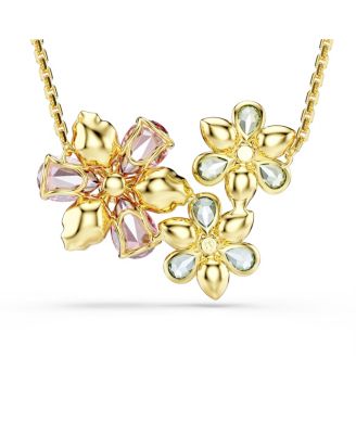 Idyllia Mixed Cuts Flower Gold-Tone Plated Pendant Necklace