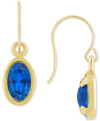 Oval Gemstone Drop Earrings in 10k Yellow Gold or White Gold