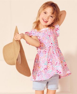 Big Girls Plus Short Sleeve Gathered Waist Tunic Top