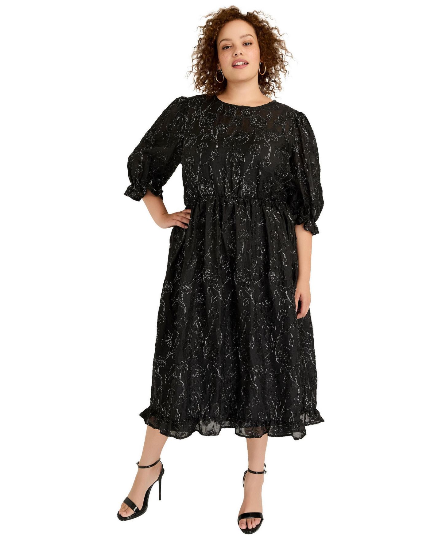 Женское платье June & Vie Metallic Jacquard, цвет: Чёрный оникс — фото 1