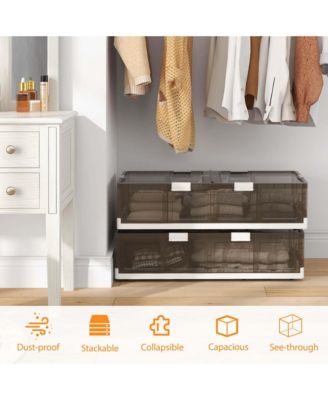 2 Pack 26.5 Gal Under Bed Storage Containers with Wheels Double Opening Lids