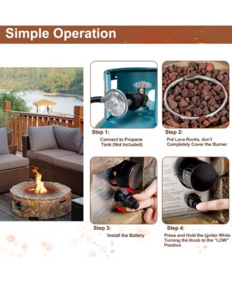 7PCS Patio Rattan Wicker Furniture Set Gas Fire Pit Table Sofa Cushion