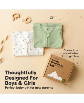 2-Pack Snooze Baby Sleep Sacks, Cotton Wearable Blanket, Soft Toddler Sleeping Bag, Smooth Zipper